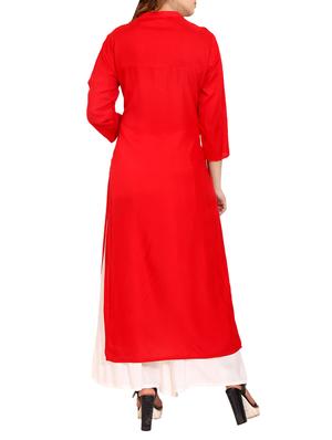 red rayon straight kurta - 14531357 - Standard Image - 3