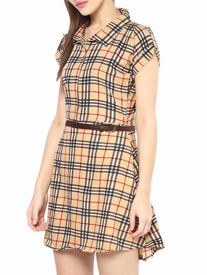 Multicolored checkered belted dress - 14531451 - Standard Image - 3