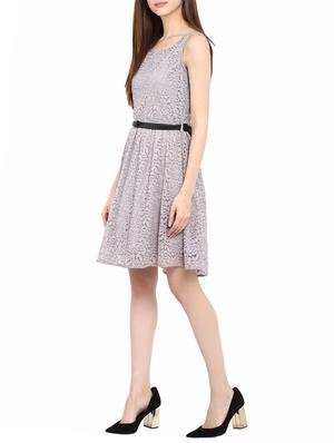 Purple lace belted dress - 14531490 - Standard Image - 3