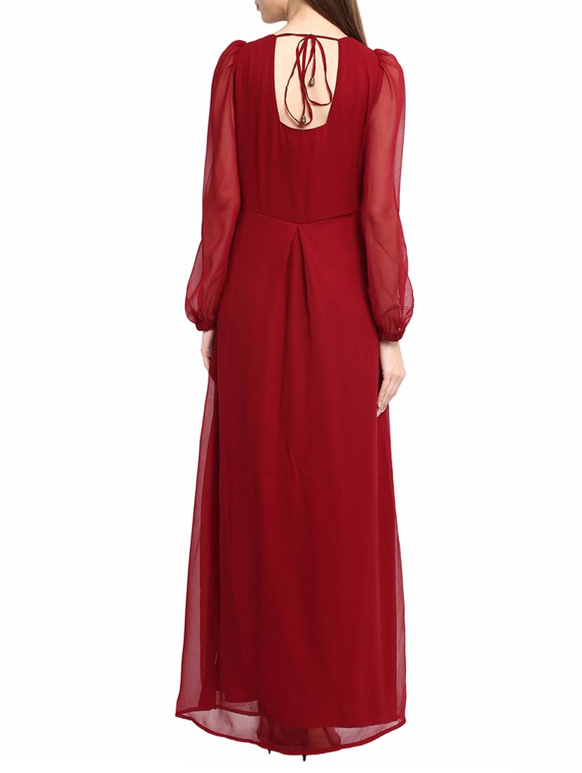 maroon solidmaxi dress - 14531496 - Zoom Image - 3