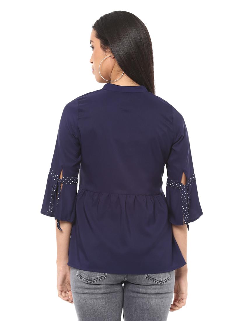 Tie knot detail bell sleeved top - 14531906 - Zoom Image - 3