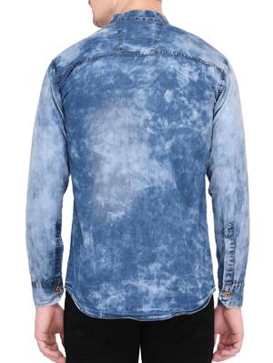 blue denim casual shirt - 14533933 - Standard Image - 3
