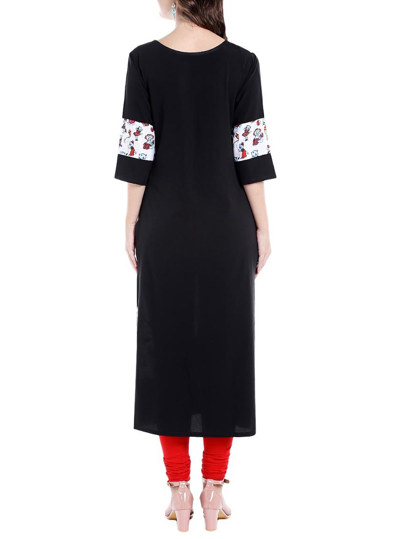 white colored crepe straight kurta - 14535024 - Zoom Image - 3