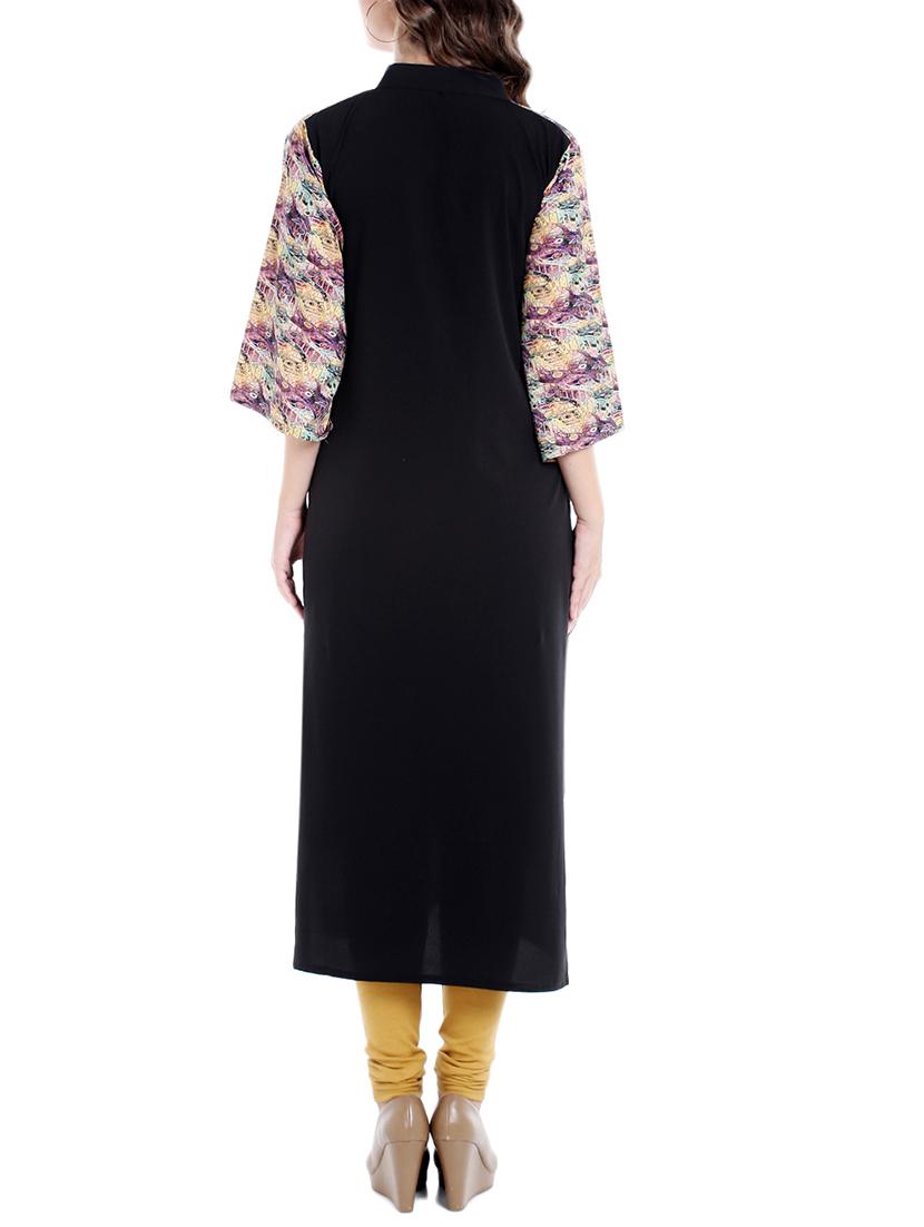 multicolored crepe straight kurta - 14535052 - Zoom Image - 3