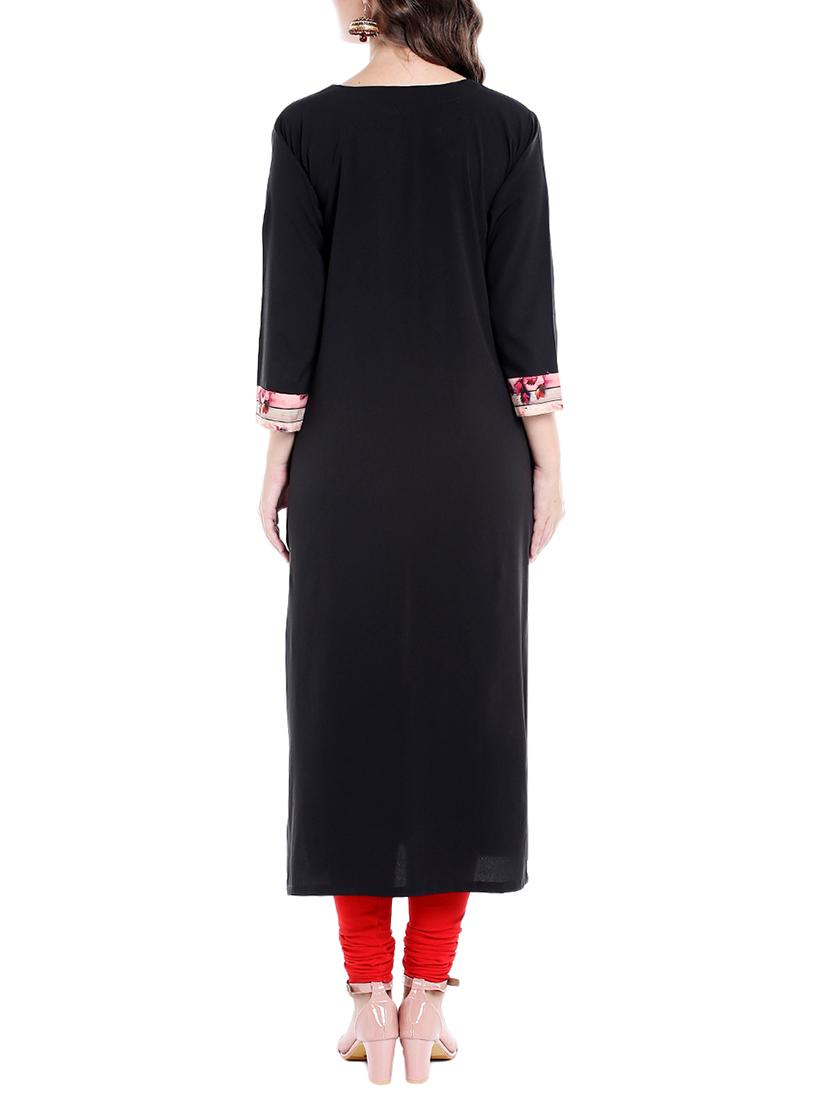 pink crepe straight kurta - 14535053 - Zoom Image - 3