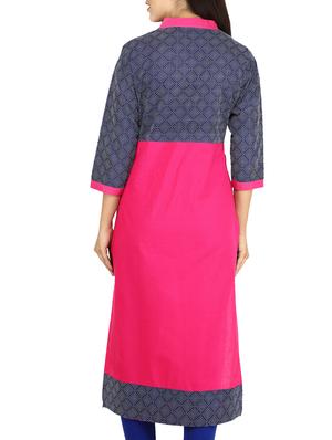 pink cotton straight kurta - 14535997 - Standard Image - 3
