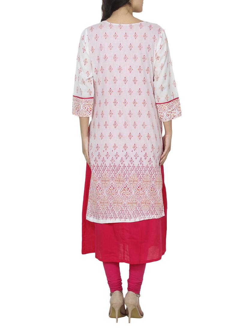 white cotton layered kurta - 14536296 - Zoom Image - 3