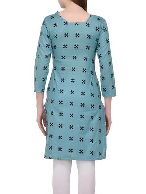 sky blue cotton kurta - 14536499 - Standard Image - 3