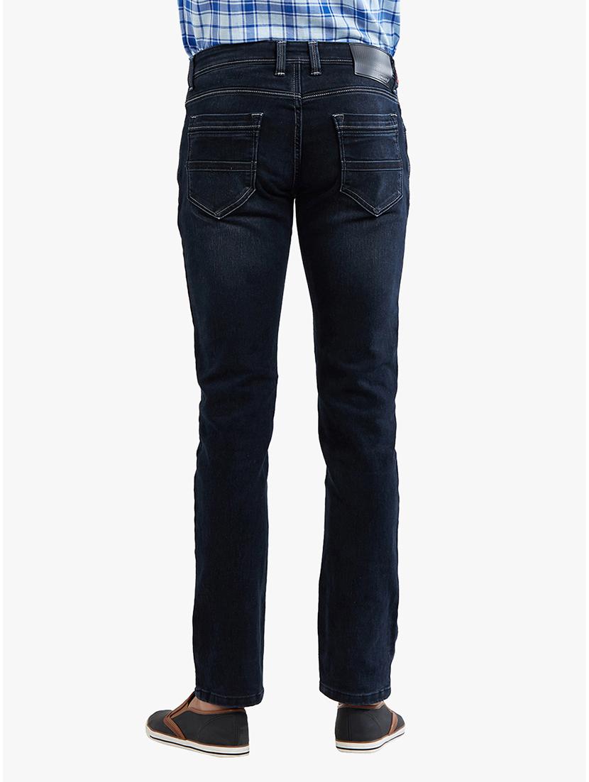 navy blue cotton washed jeans - 14536535 - Zoom Image - 3
