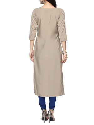 grey crepe straight kurta - 14536816 - Standard Image - 3