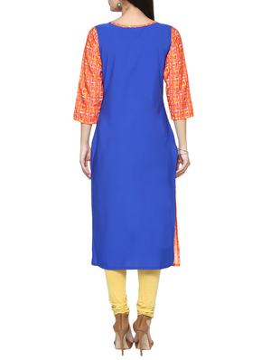 blue crepe straight kurta - 14536832 - Standard Image - 3