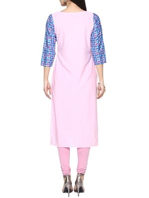 blue crepe straight kurta - 14536835 - Standard Image - 3