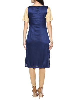 blue poly silk straight kurta - 14536847 - Standard Image - 3