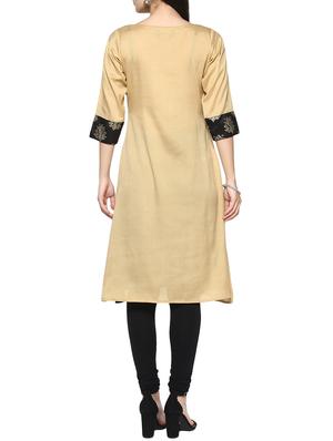 black poly silk a-line kurta - 14536848 - Standard Image - 3