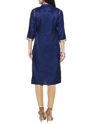blue poly silk layered kurta - 14536853 - Standard Image - 3