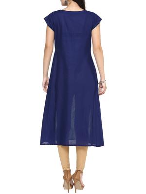 blue cotton a-line kurta - 14536856 - Standard Image - 3