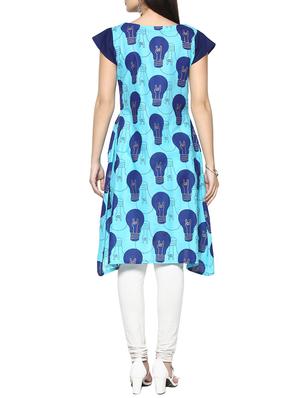 blue cotton asymmetric kurta - 14536859 - Standard Image - 3