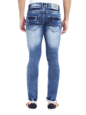 blue cotton blend washed jeans - 14537469 - Standard Image - 3