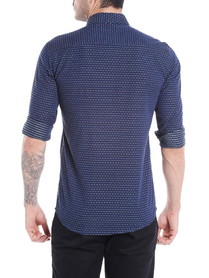 navy blue cotton casual shirt - 14537498 - Zoom Image - 3