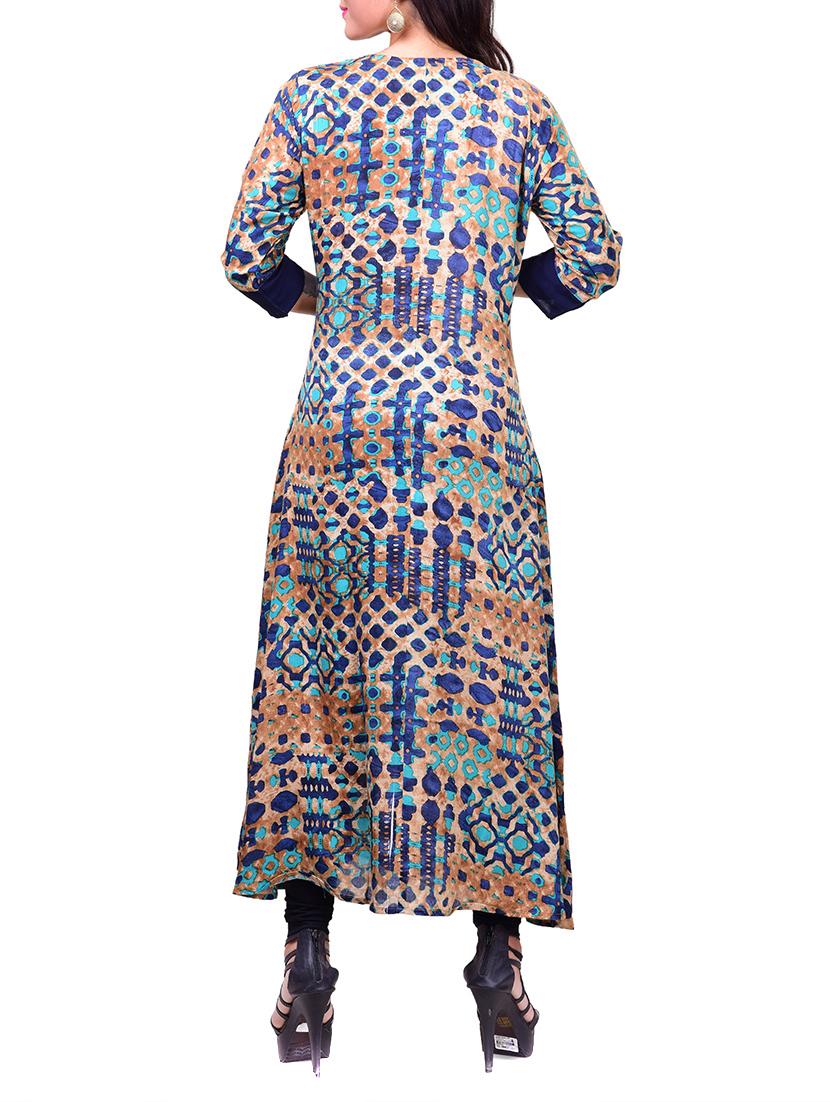 multi colored cotton straight kurta - 14537658 - Zoom Image - 3