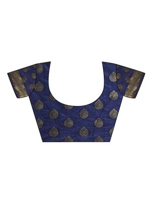 blue silk banarasi saree with blouse - 14538438 - Standard Image - 3