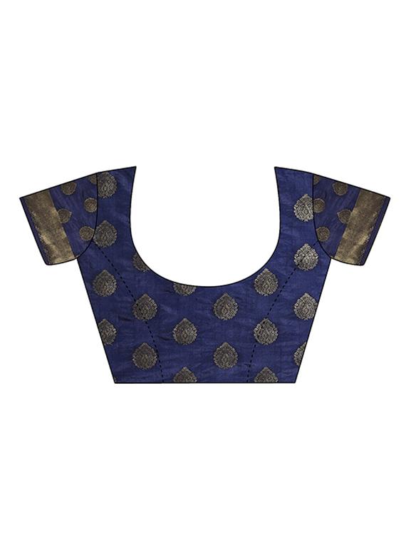 blue silk banarasi saree with blouse - 14538438 - Zoom Image - 3