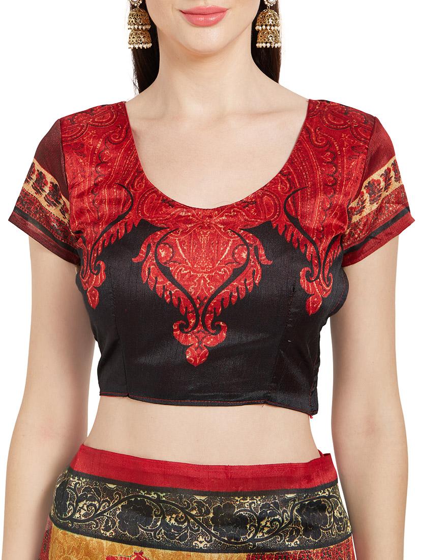 Multicolored printed saree with blouse - 14538653 - Zoom Image - 3