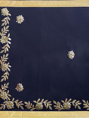 blue georgette embroidered saree with blouse - 14538665 - Standard Image - 3