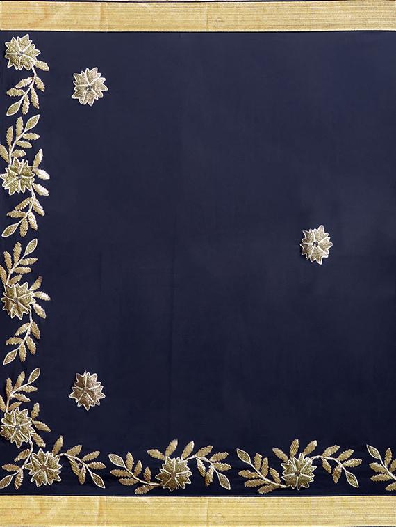 blue georgette embroidered saree with blouse - 14538665 - Zoom Image - 3