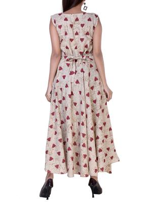 beige cotton flared kurta - 14539377 - Standard Image - 3