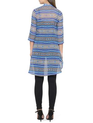 blue printed asymmetric tunic - 14539532 - Standard Image - 3