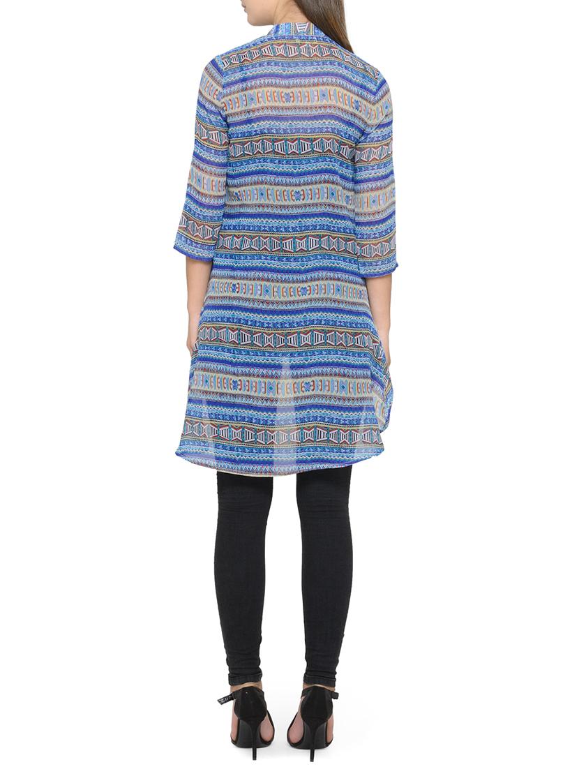 blue printed asymmetric tunic - 14539532 - Zoom Image - 3