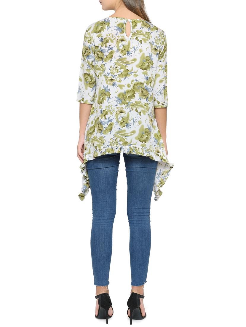 white crepe printed tunic - 14539535 - Zoom Image - 3