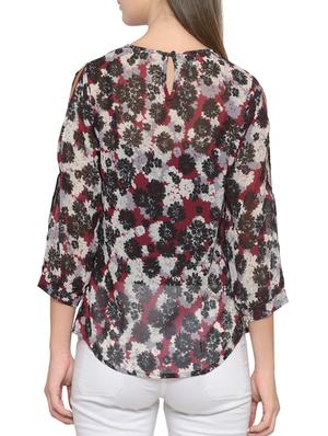 red floral georgette top - 14539539 - Standard Image - 3