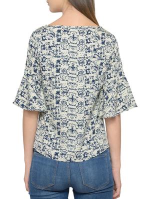 white printed crepe top - 14539541 - Standard Image - 3