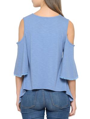 solid blue cotton top - 14539552 - Standard Image - 3