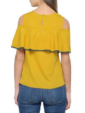 yellow crepe top - 14539559 - Standard Image - 3