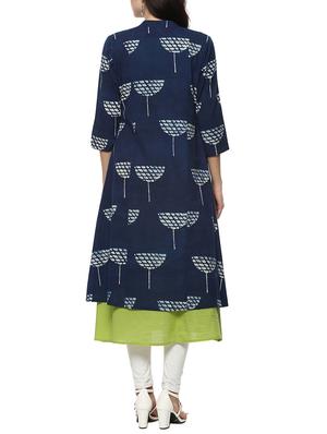 blue cotton layered kurta - 14539721 - Standard Image - 3