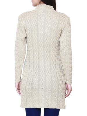 beige woolen coatigan - 14539940 - Standard Image - 3