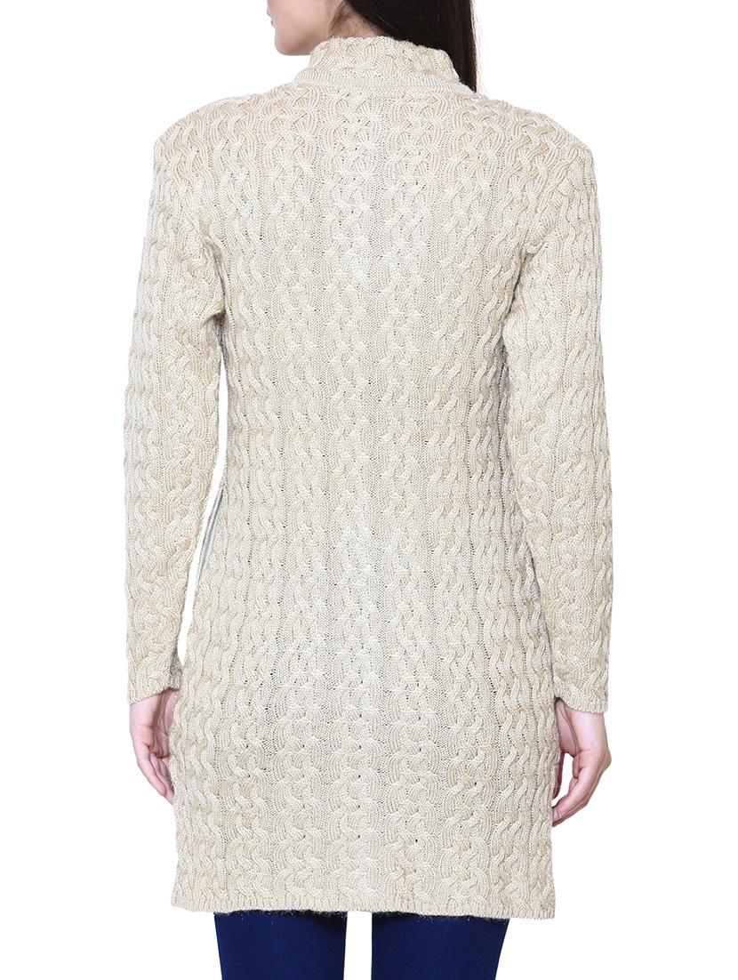 beige woolen coatigan - 14539940 - Zoom Image - 3