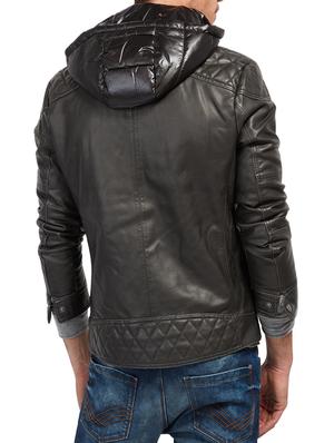 grey leatherette biker jacket - 14541181 - Standard Image - 3