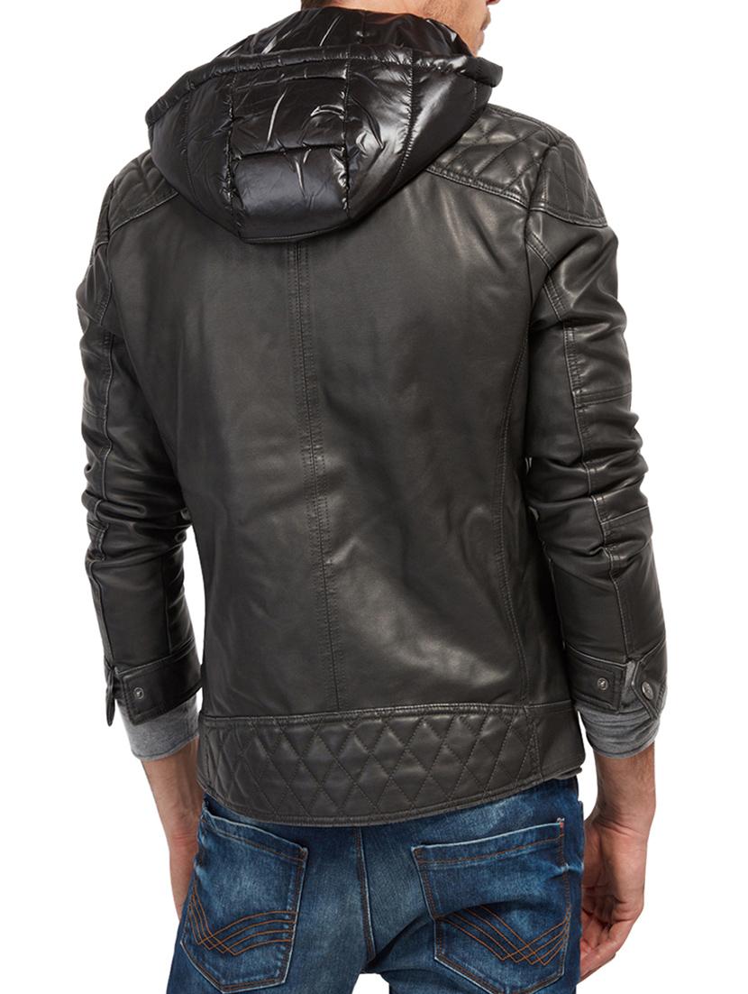 grey leatherette biker jacket - 14541181 - Zoom Image - 3
