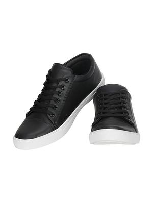 black leatherette lace up sneaker - 14541308 - Standard Image - 3