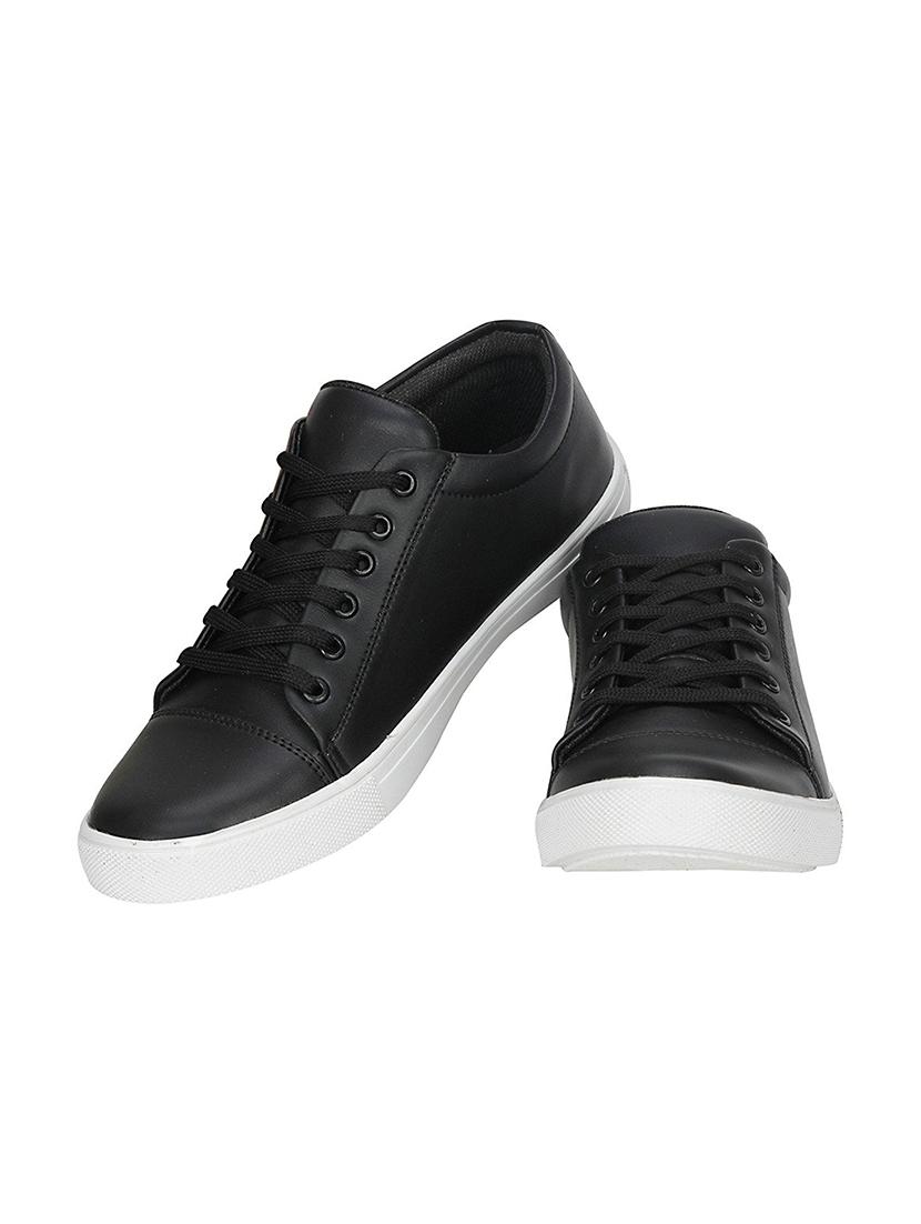 black leatherette lace up sneaker - 14541308 - Zoom Image - 3