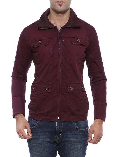 red cotton casual jacket - 14542021 - Standard Image - 1