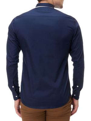 navy blue cotton casual shirt - 14542306 - Standard Image - 3