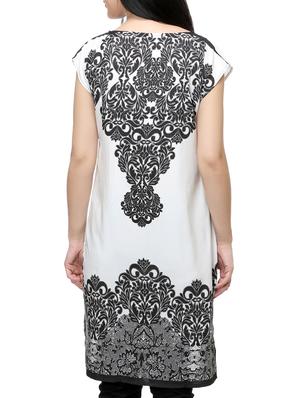white crepe straight kurta - 14542382 - Standard Image - 3