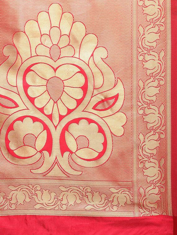 Zari motifs woven saree with blouse - 14542984 - Zoom Image - 3