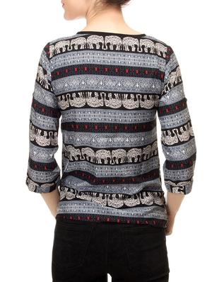 grey printed top - 14543134 - Standard Image - 3