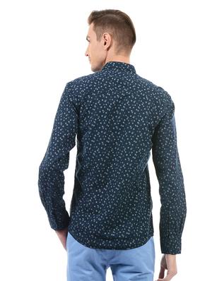 navy blue cotton blend casual shirt - 14543282 - Standard Image - 3